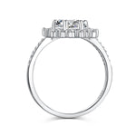 Trendzio Jewelry Veda sterling silver ring with a sparkling halo CZ diamond setting and delicate band details.