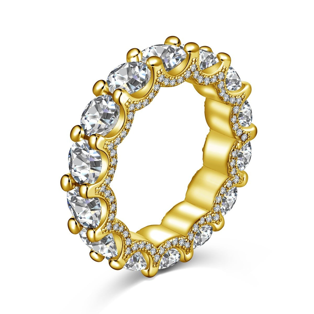 Trendzio Jewelry Zaina 14k gold-plated sterling silver eternity ring with sparkling round CZ diamonds.