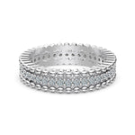 Trendzio Jewelry Zora sterling silver moissanite eternity ring with beaded edges and sparkling diamond-like stones.