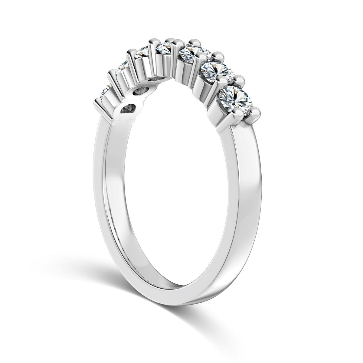 Trendzio Jewelry Zula sterling silver ring featuring a row of sparkling round-cut moissanite stones.