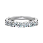 Trendzio Jewelry Zula sterling silver ring featuring a row of sparkling round-cut moissanite diamonds.