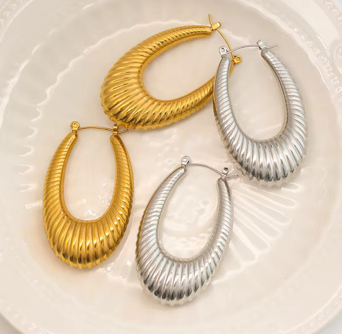 Stainless Steel Huggie Earrings