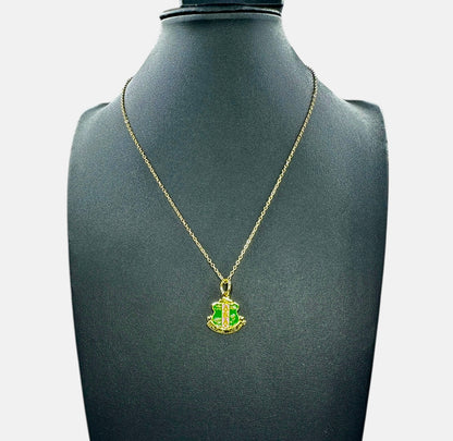 AKA Sorority Shield Pendant Necklace