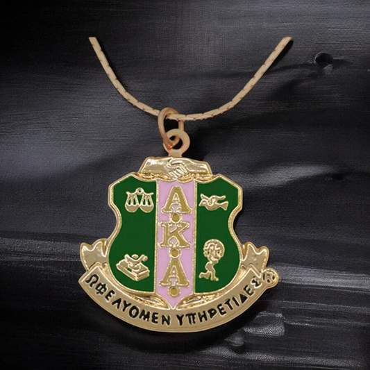 AKA Sorority Shield Pendant Necklace