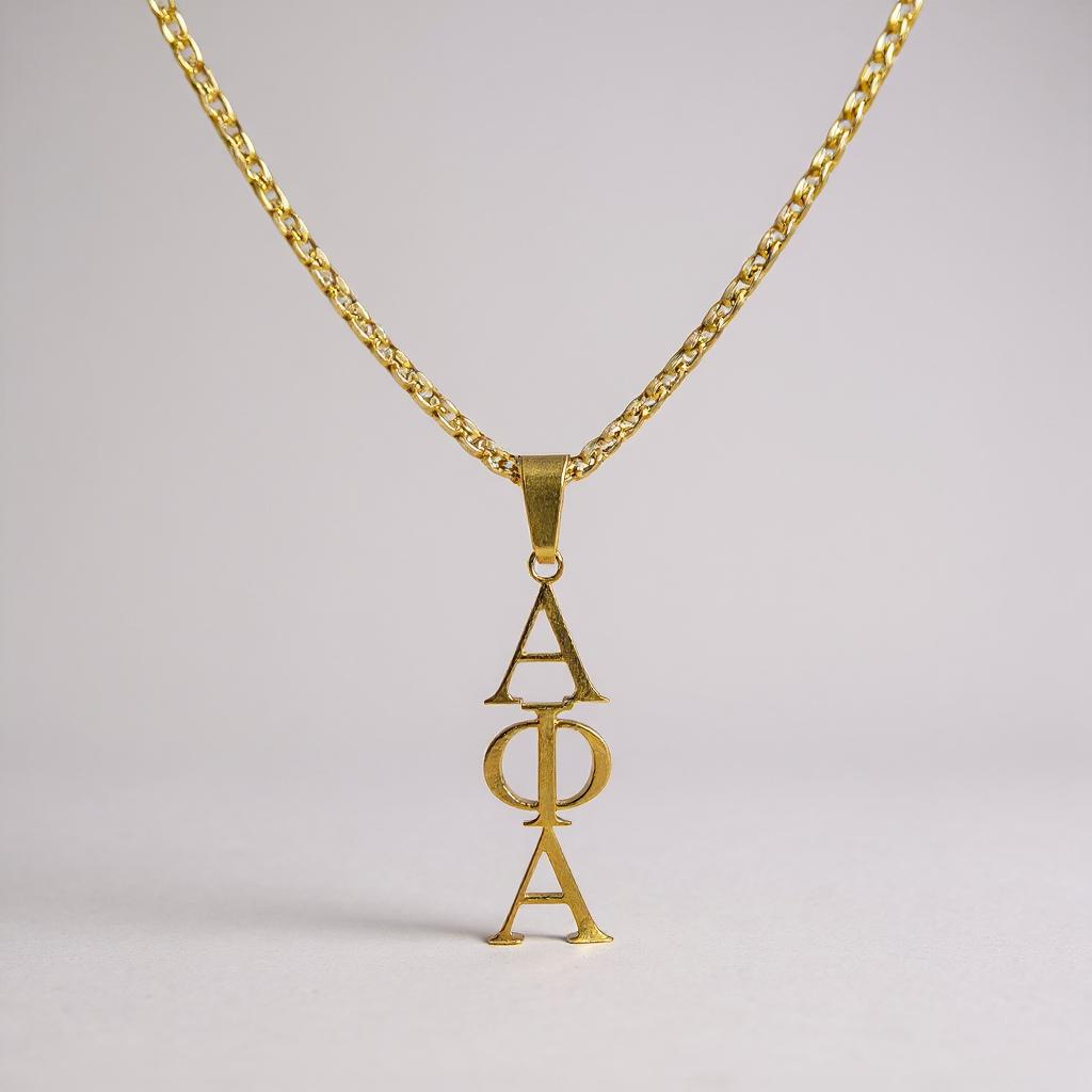Alpha Phi Alpha Greek Letter Gold Necklace