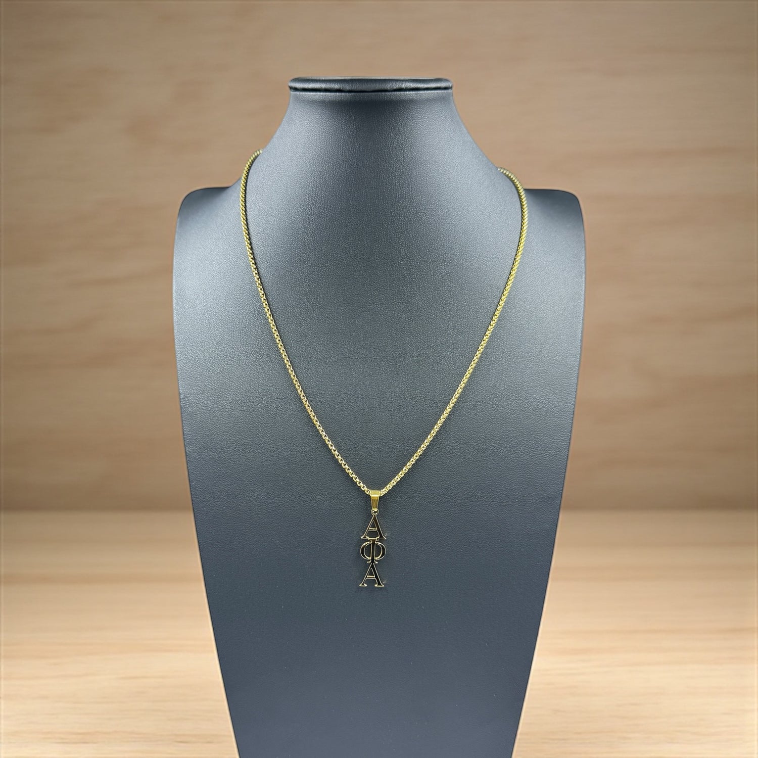 Alpha Phi Alpha Greek Letter Gold Necklace
