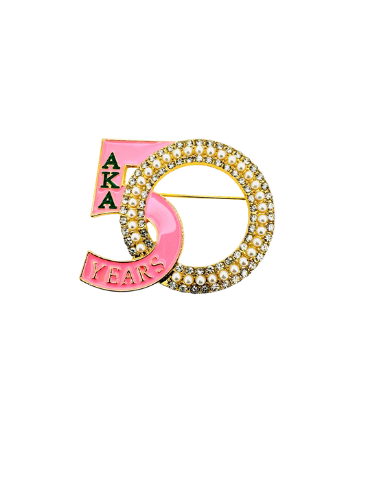 AKA Golden Soror Gold Pink Pearl CZ Pin