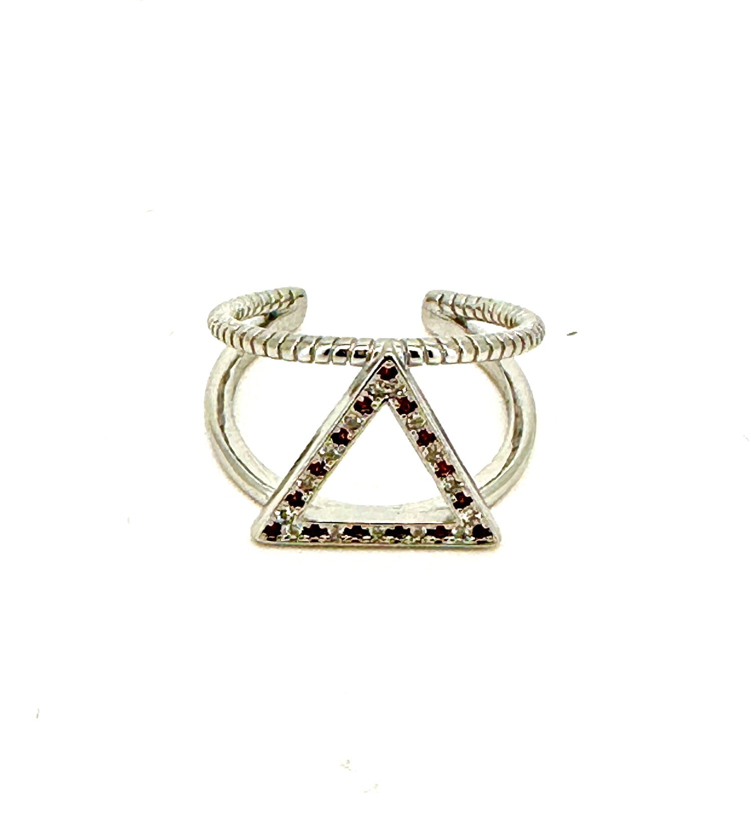 Triangle Silver Color Ring Rhinestones Adjustable Size