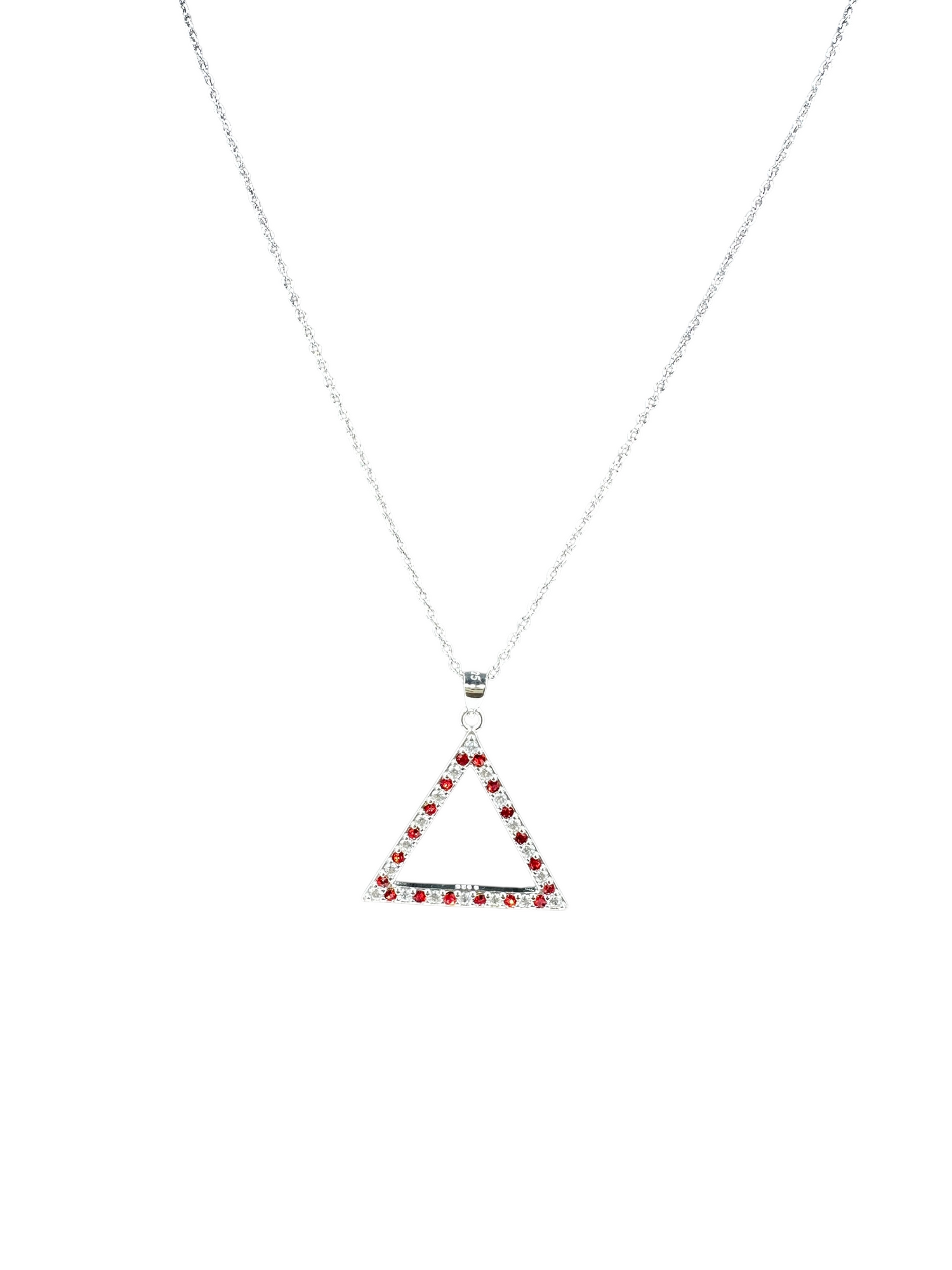 Delta Sigma Theta Sterling Silver Triangle Diamond Necklace