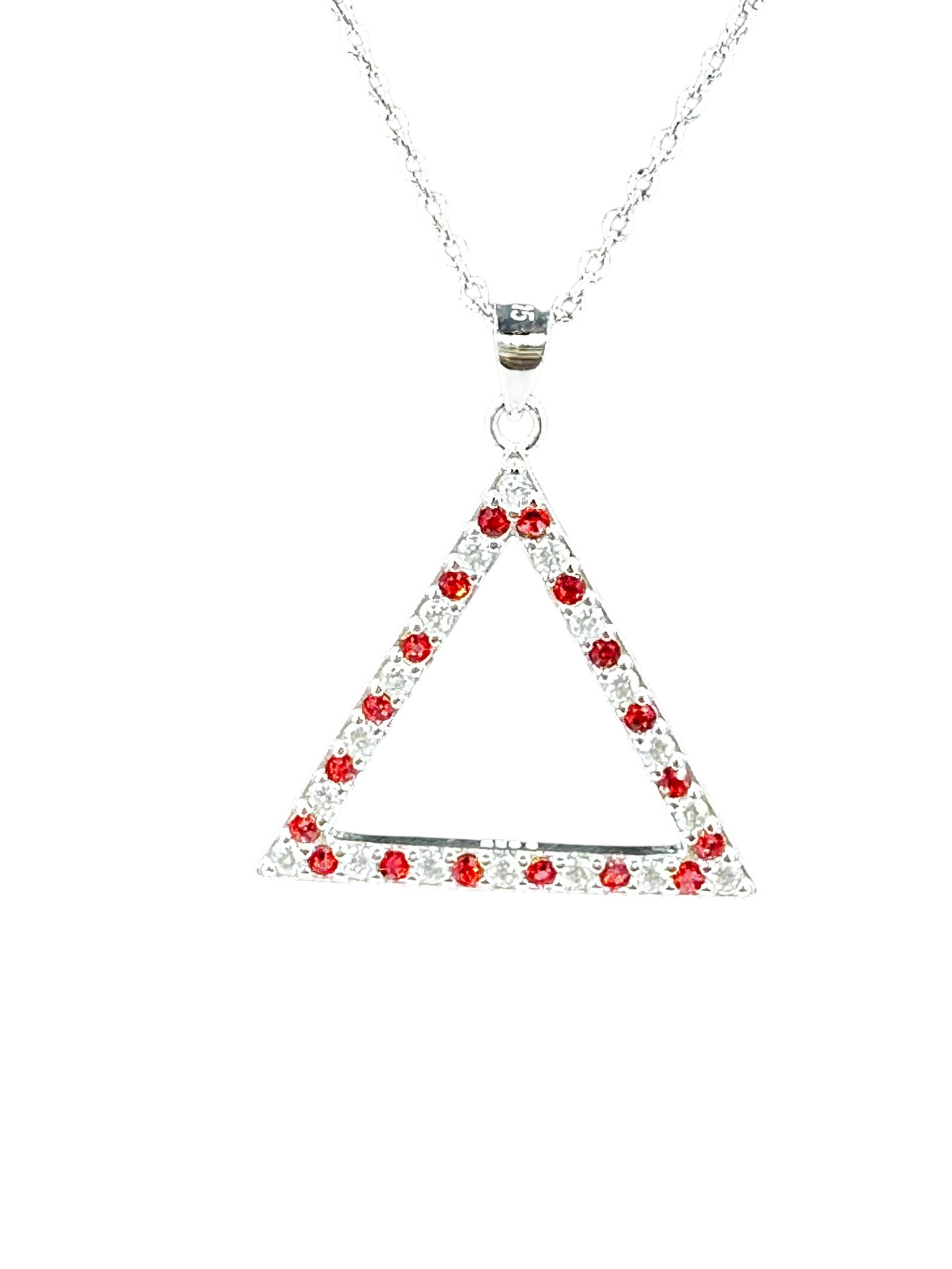 Delta Sigma Theta Sterling Silver Triangle Diamond Necklace