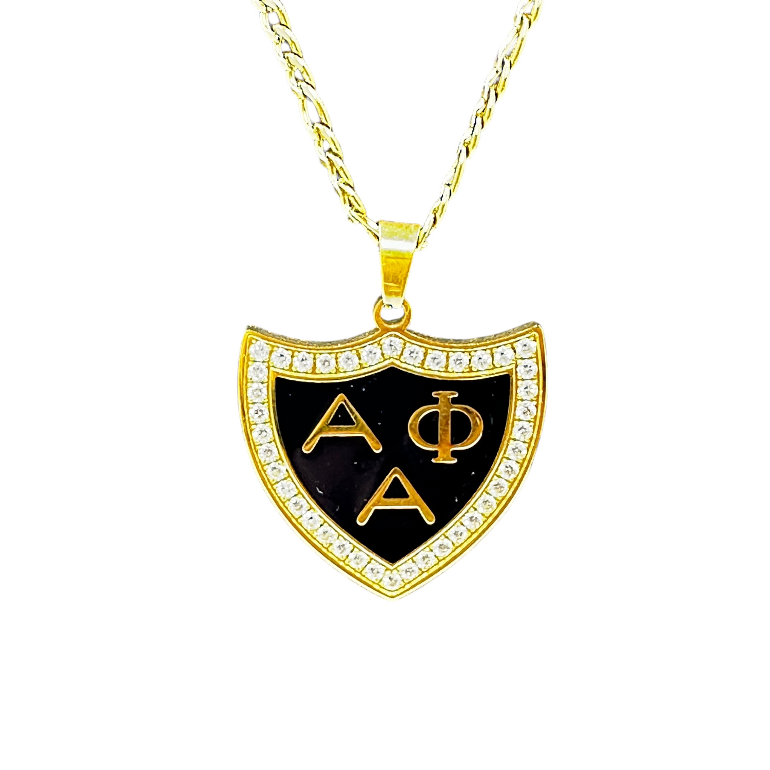 Alpha Phi Alpha J Owens CZ Shield Pendant Necklace