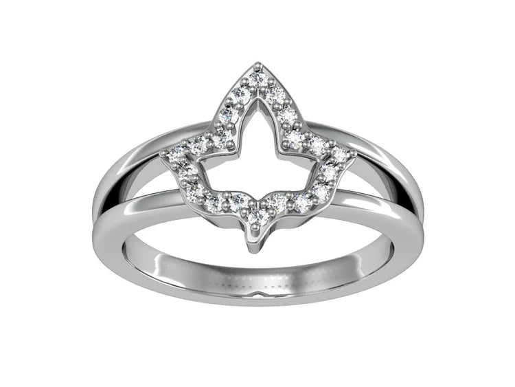 AKA Open Ivy Leaf CZ Sterling Silver Ring