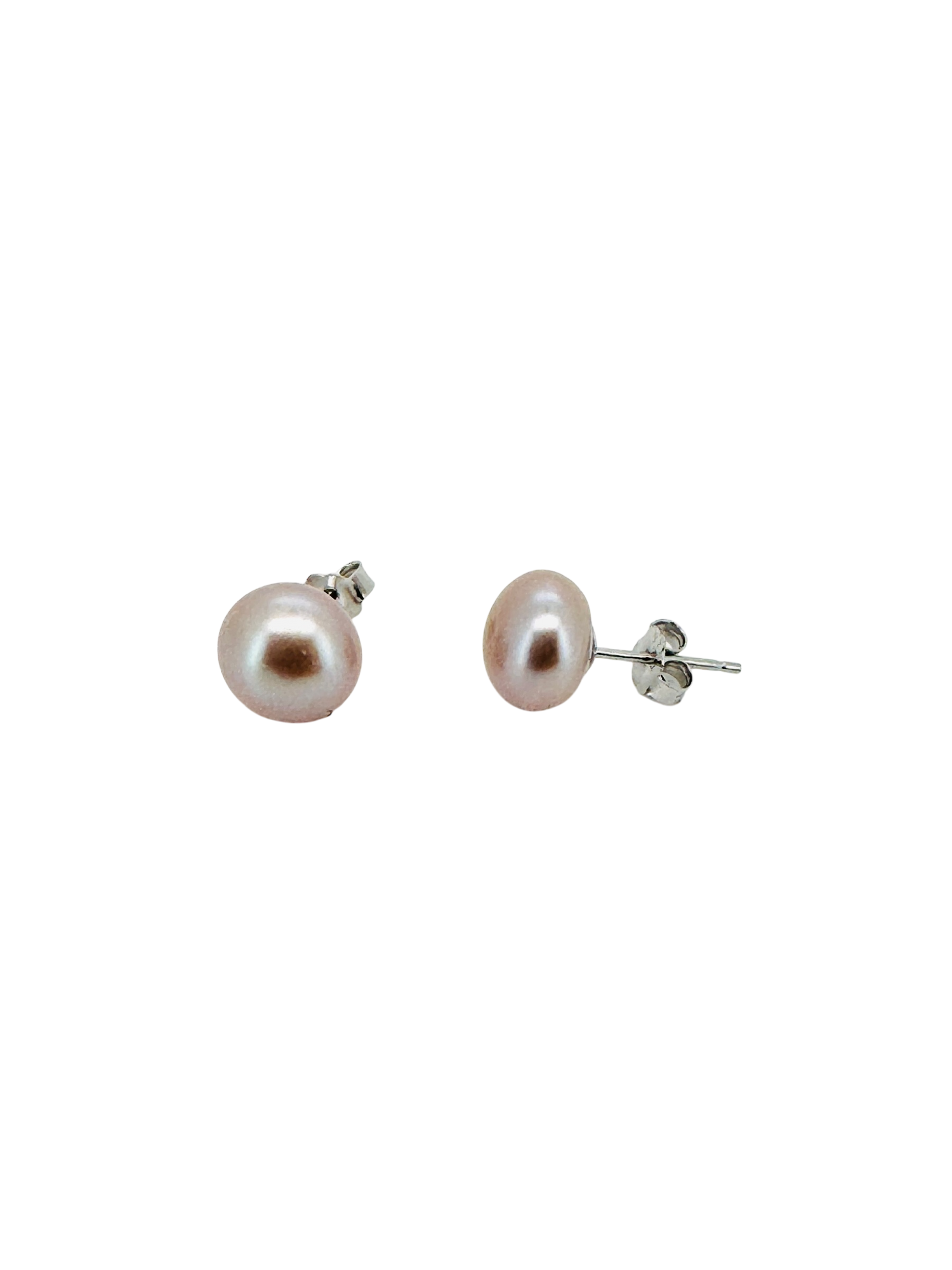 Sterling Silver Pink Stud Pearl Earrings