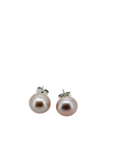 Sterling Silver Pink Stud Pearl Earrings