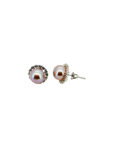 Sterling Silver Cultured Freshwater Pink Pearl Earrings