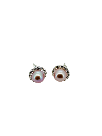 Sterling Silver Cultured Freshwater Pink Pearl Earrings