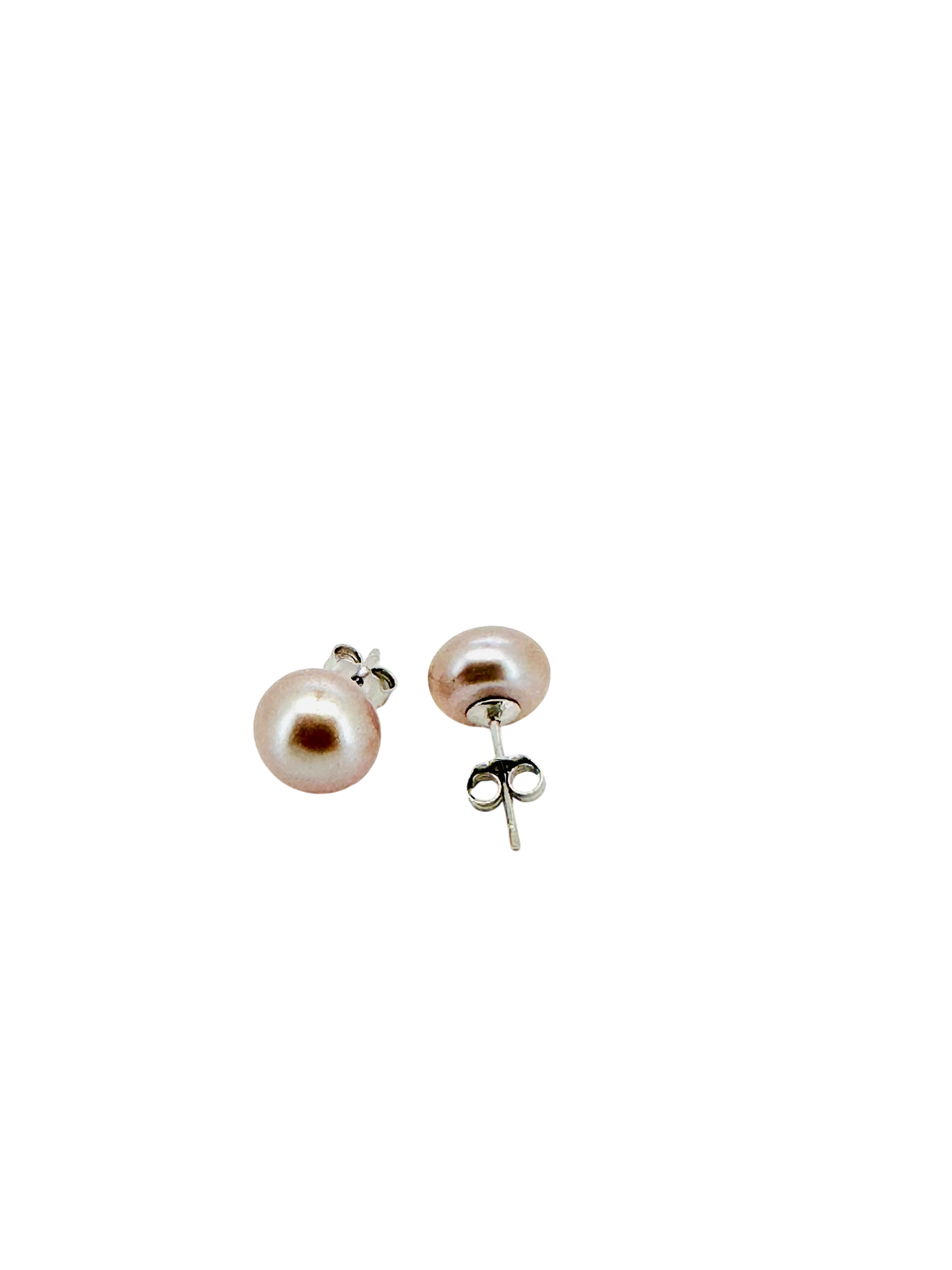 Sterling Silver Pink Stud Pearl Earrings