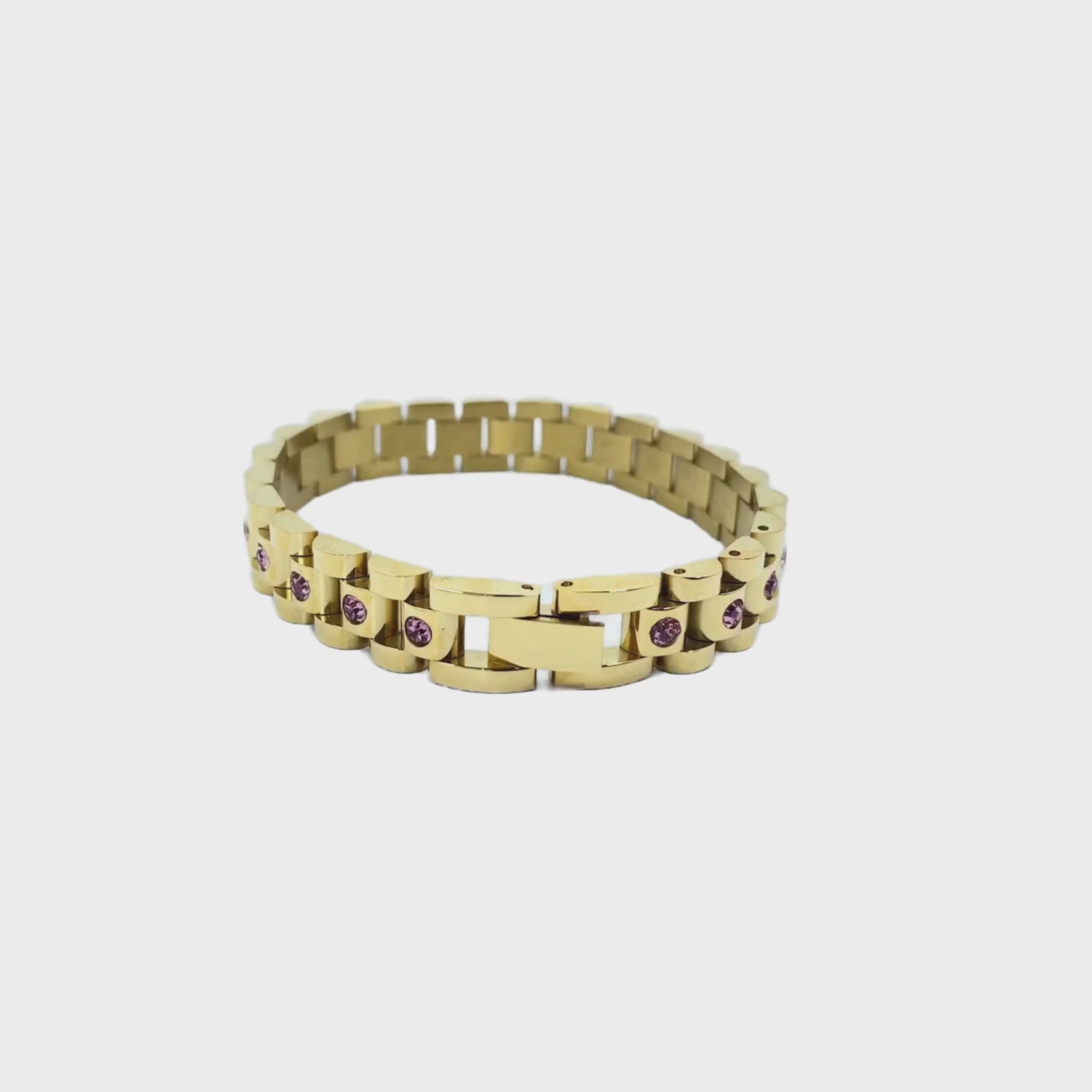 Ostrada Gold and Pink CZ Bracelet