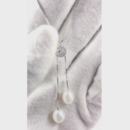 Vera Double Drop Pearl necklace