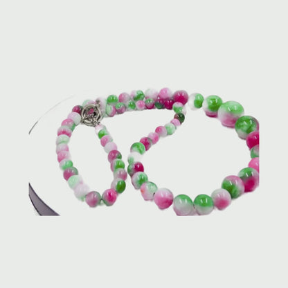 Pink and green Jade Necklace
