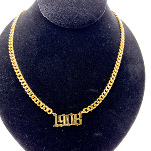 AKA 1908 Gold Number Necklace Necklaces Trendzio 