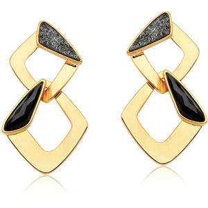 Camila Black Obsidian Druse Gold Earrings Earrings Trendzio 