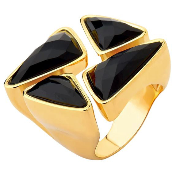 Anile Black Obsidian Stone Gold Ring Rings Trendzio 7 