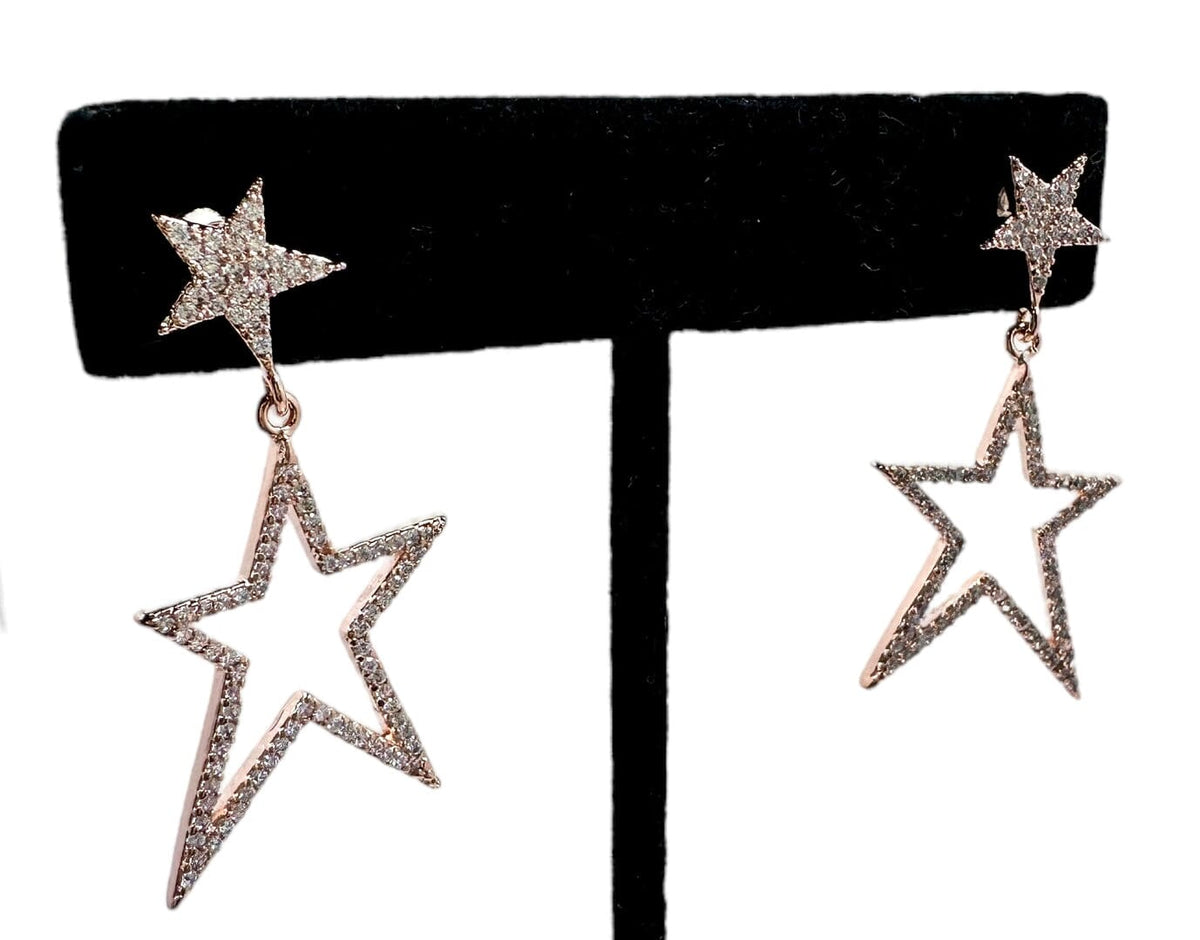 Astra Double Drop Rose Gold Earrings Earrings Trendzio Jewelry 