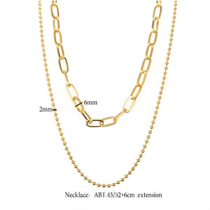 Bead and Cable Chain Double-layer Necklace Set TRENDZIO 