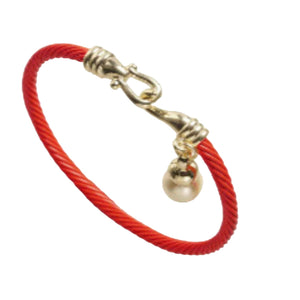 Bella Pearl Cuff Bangle Bracelet Red and White Bracelets TRENDZIO Red 