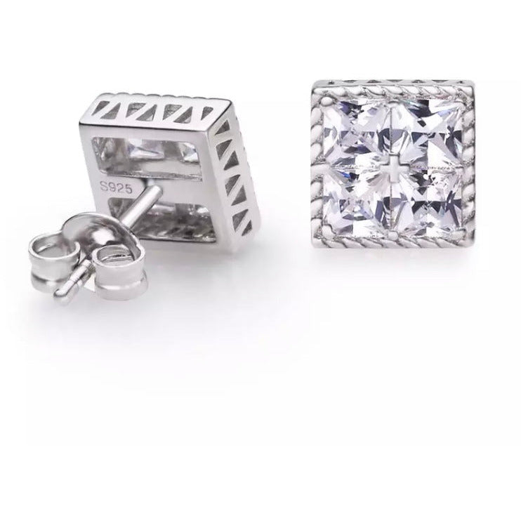 Biaggio Men Stud Diamond Earrings Earrings Trendzio Silver 
