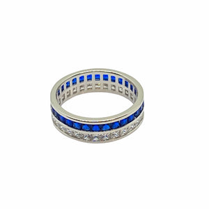 Blue Sapphire and White CZ Eternity Ring Rings TRENDZIO 