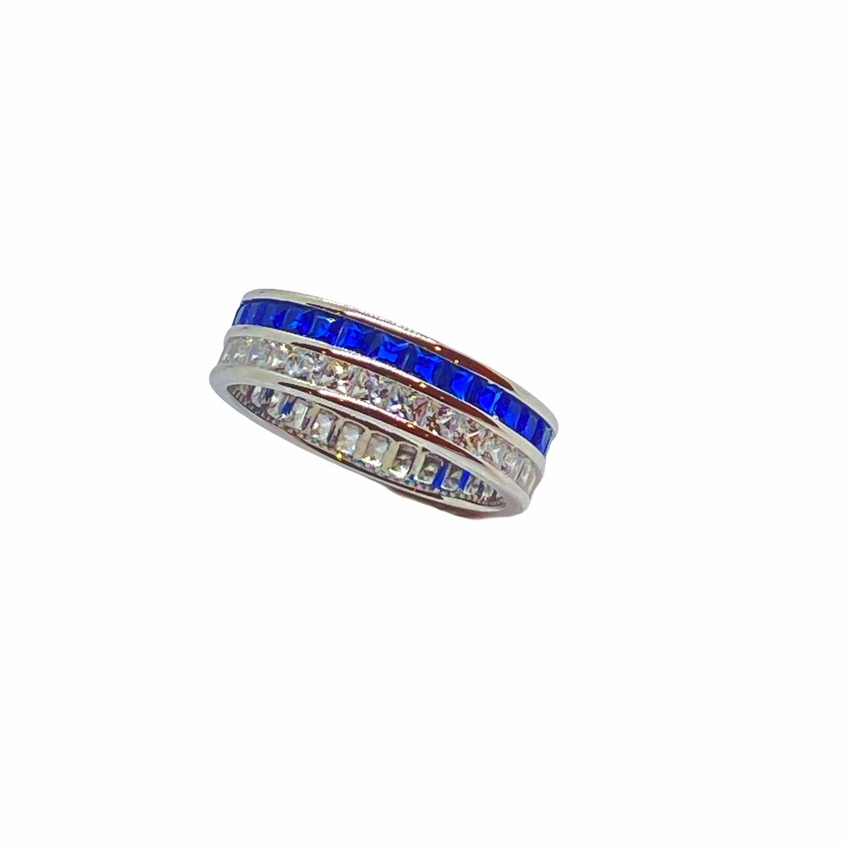 Blue Sapphire and White CZ Eternity Ring Rings TRENDZIO 
