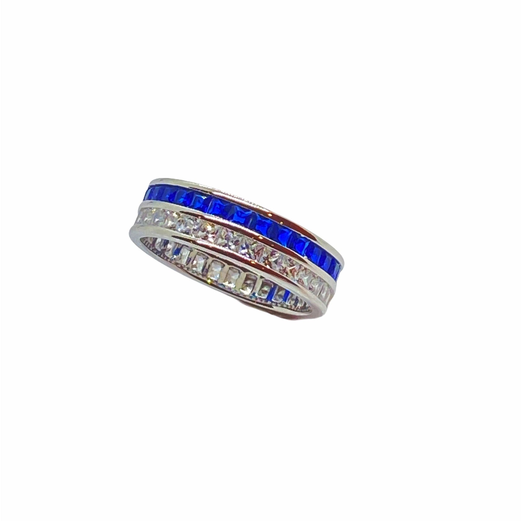 Blue Sapphire and White CZ Eternity Ring Rings TRENDZIO 