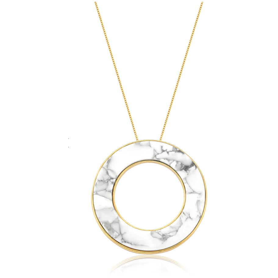 Bruna White Howlite Gold Necklace Necklaces Trendzio 
