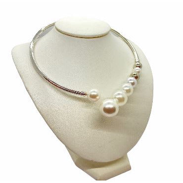 Choker Necklace with Graduated Pearls necklace Trendzio Silver 