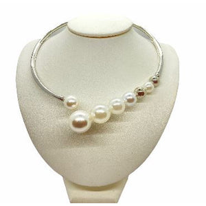 Choker Necklace with Graduated Pearls necklace Trendzio Silver 