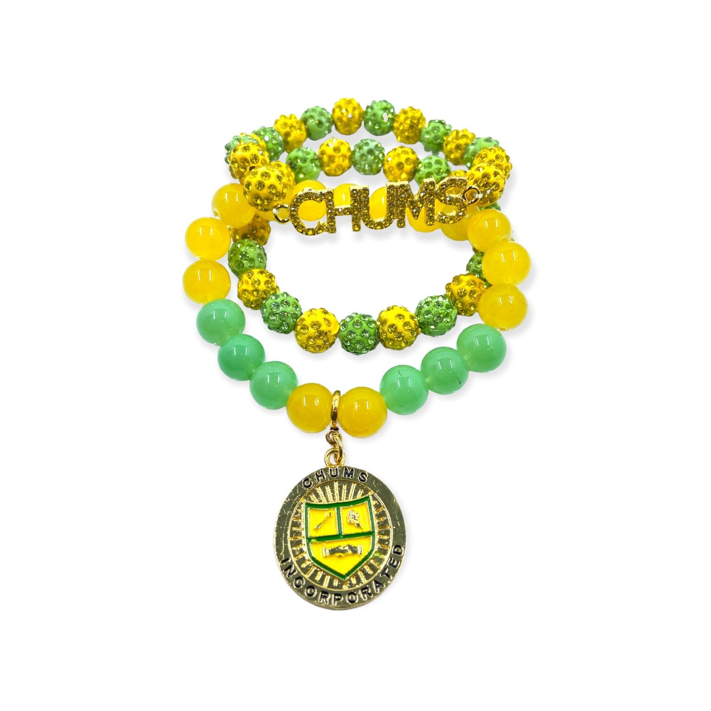 Chums Inc. Yellow and Green Clay Stone and Glass Bead Bracelet Bracelets Trendzio 