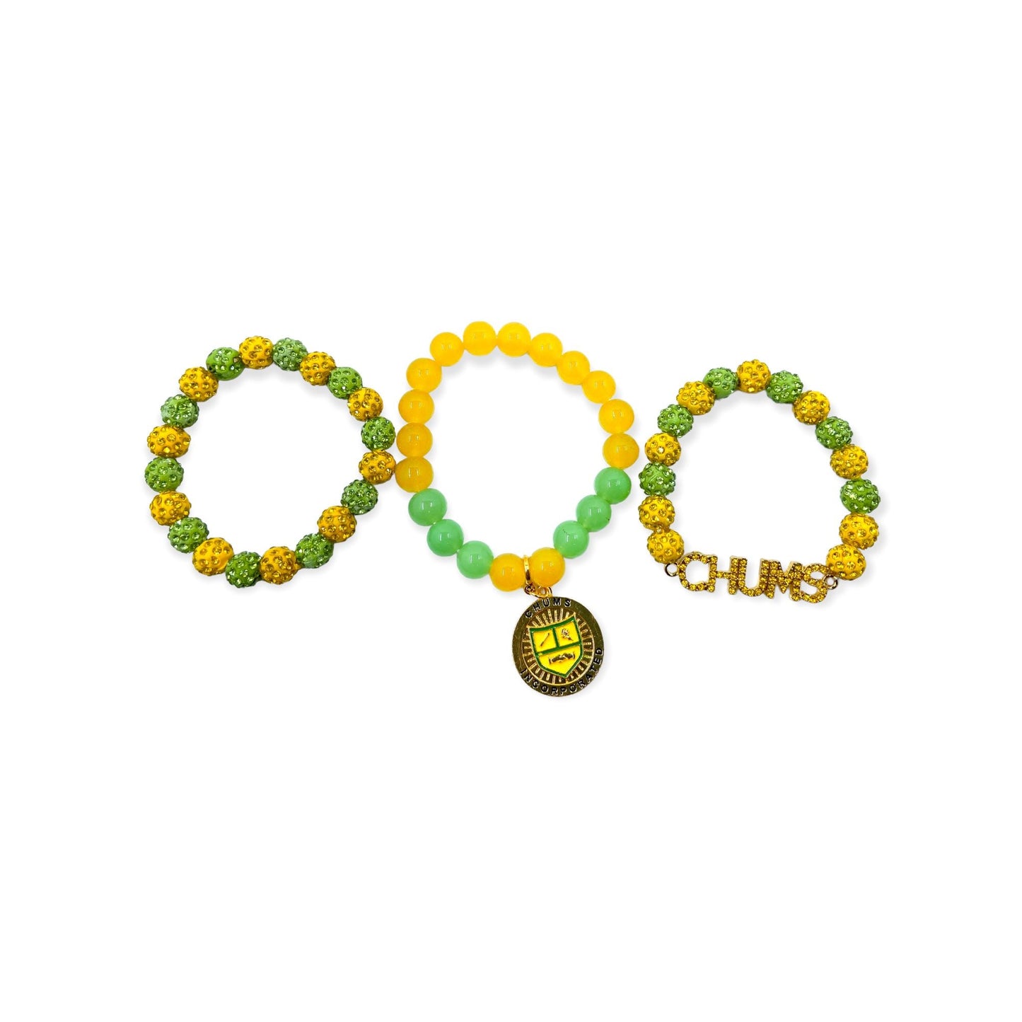 Chums Inc. Yellow and Green Clay Stone and Glass Bead Bracelet Bracelets Trendzio 