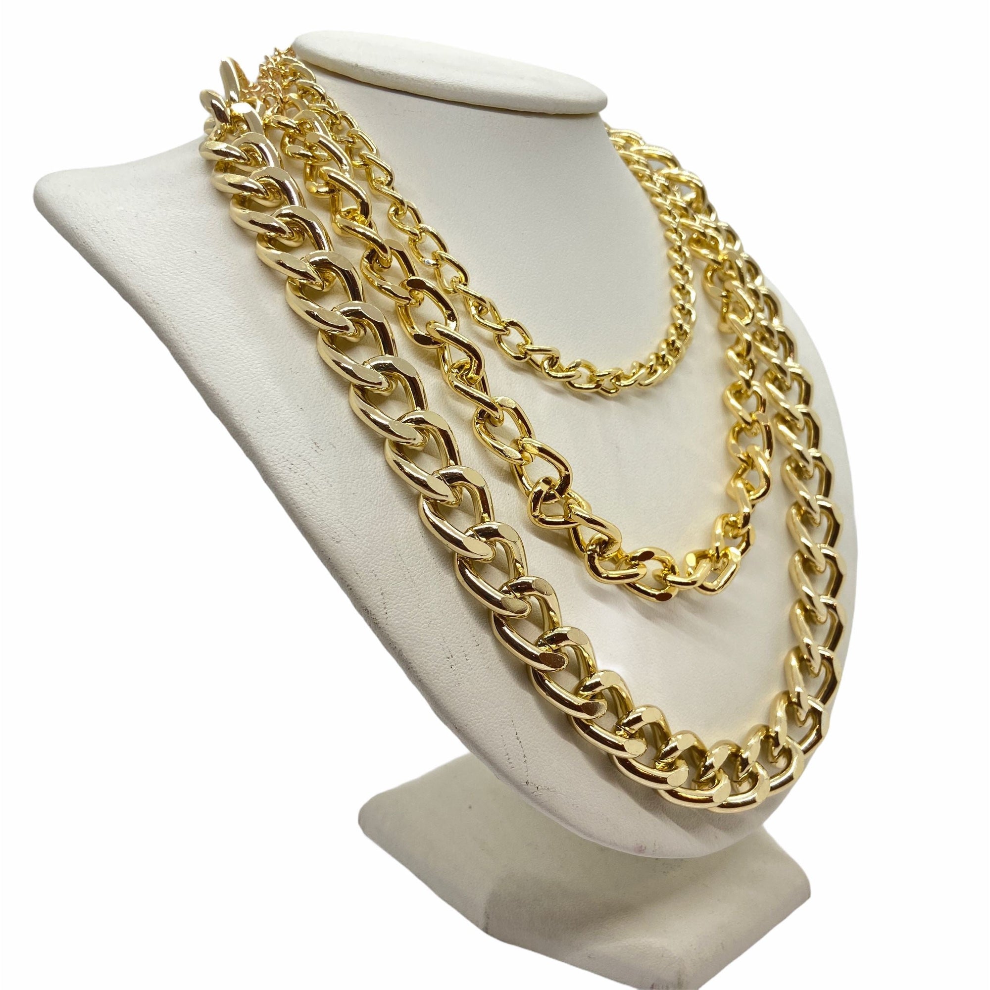 Chunky Chain Link 3 pcs Statement Necklace necklace Trendzio Gold 