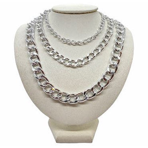 Chunky Chain Link 3 pcs Statement Necklace necklace Trendzio Silver 