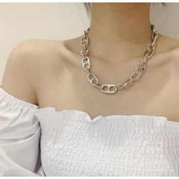 Chunky Silver Chain Link Necklace Statement Necklace 