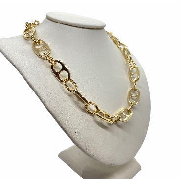 Womens Chunky Link 18 Chain Statement Necklace Gold