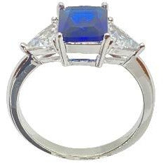 Classic Blue Sapphire Cubic Zirconia Ring Rings Trendzio 