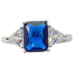 Classic Blue Sapphire Cubic Zirconia Ring Rings Trendzio 
