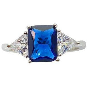 Classic Blue Sapphire Cubic Zirconia Ring Rings Trendzio 