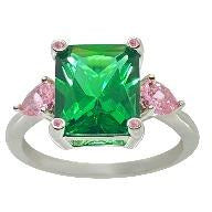 Classic Green Emerald Cut and Pink Sapphire Ring Rings Trendzio 5 