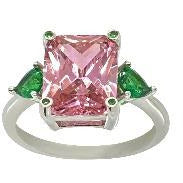 Classic Pink Sapphire With Green Emerald Side Stones Rings Trendzio 6 