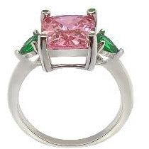 Classic Pink Sapphire With Green Emerald Side Stones Rings Trendzio 