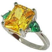 Classic Yellow Citrine and Green CZ Stone Ring Rings Trendzio 6 